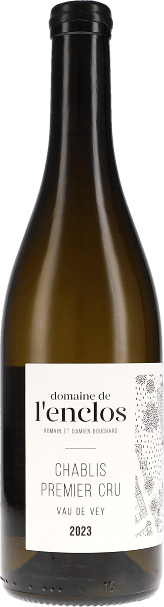de l'Enclos Chablis 1er Cru Vau de Vey 2023, 750ml Flasche, Ansicht Frontetikett