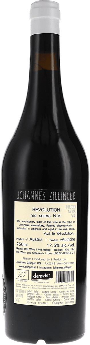 Johannes Zillinger JZ Revolution red solera NV, 750ml bottle, photo 2