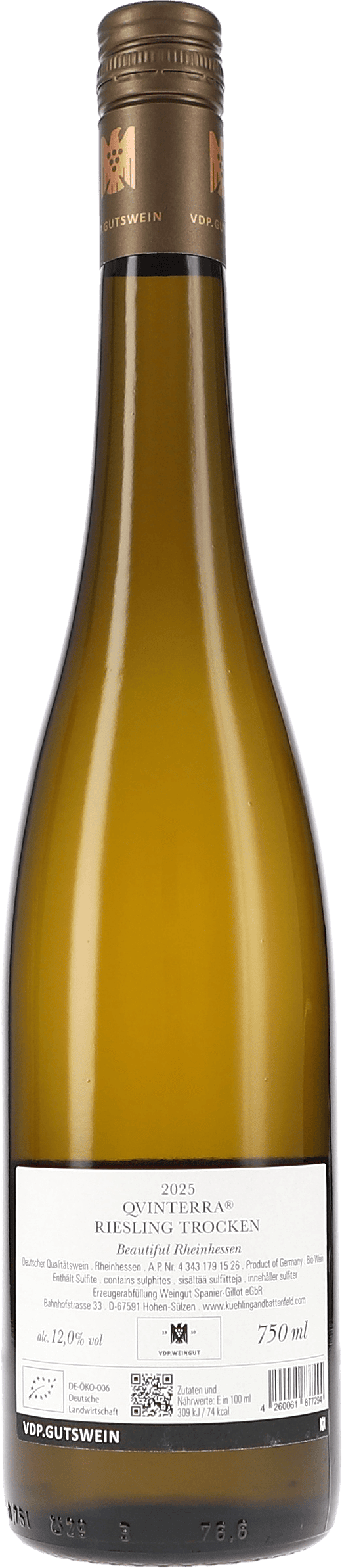 Kühling-Gillot Qvinterra Riesling 2025, 750ml Flasche, Foto 2