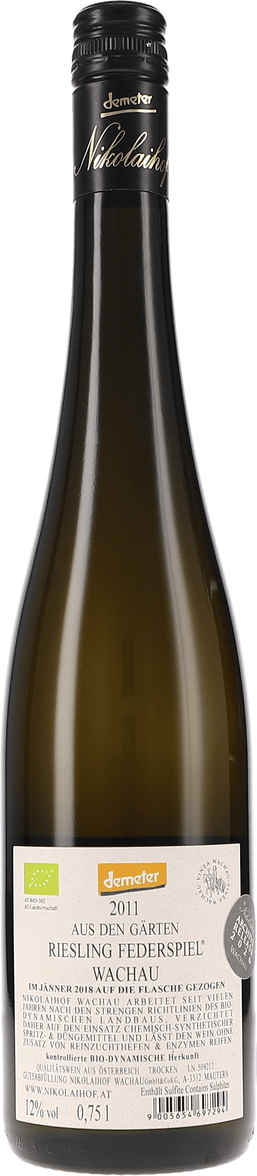 Nikolaihof | Wachau | Aus den Gärten, Riesling Federspiel trocken | 2011 | 750ml | bio – Bild 2