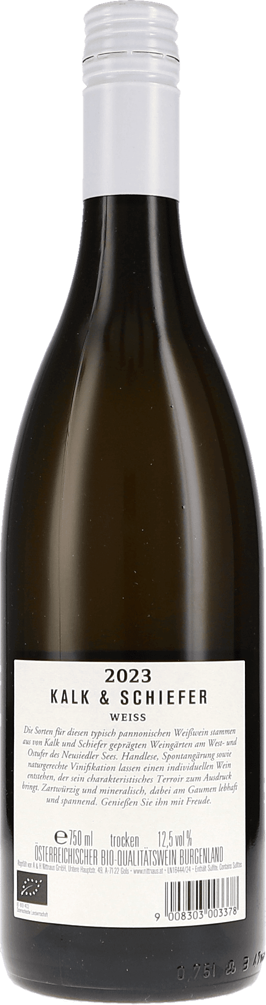 Nittnaus Anita & Hans | Burgenland/Neusiedlersee | Kalk & Schiefer, Cuvée Weiss | 2023 | 750ml | bio – Bild 2