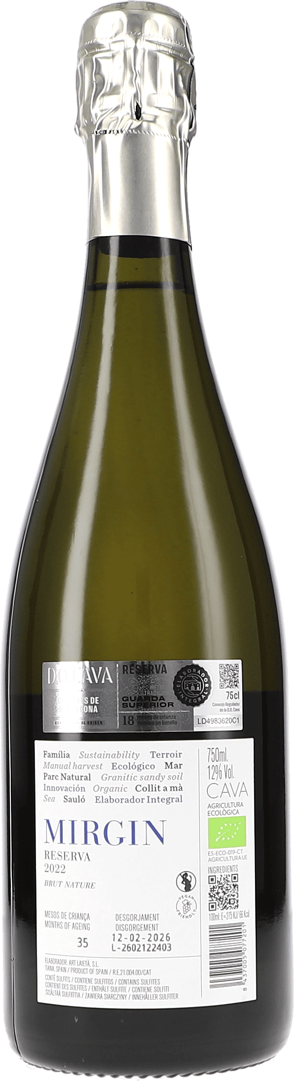 Alta Alella Mirgin Reserva Brut Nature 2022, 750ml bottle, photo 2