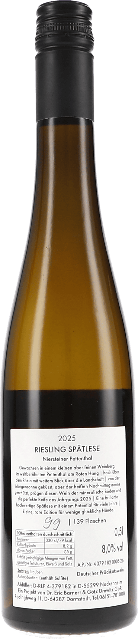 Barnert & Drewitz Riesling Spätlese Pettenthal 2025, 500ml bottle, photo 2