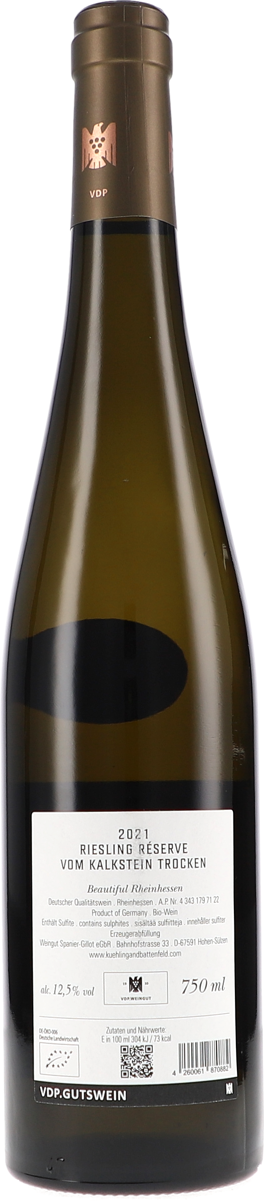 Battenfeld-Spanier Riesling Réserve vom Kalkstein Treasure Collection 2021, 750ml bottle, photo 2