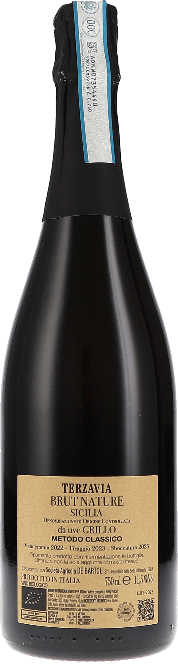 Marco de Bartoli Metodo Classico Terzavia Brut Nature 2022, 750ml bottle, photo 2