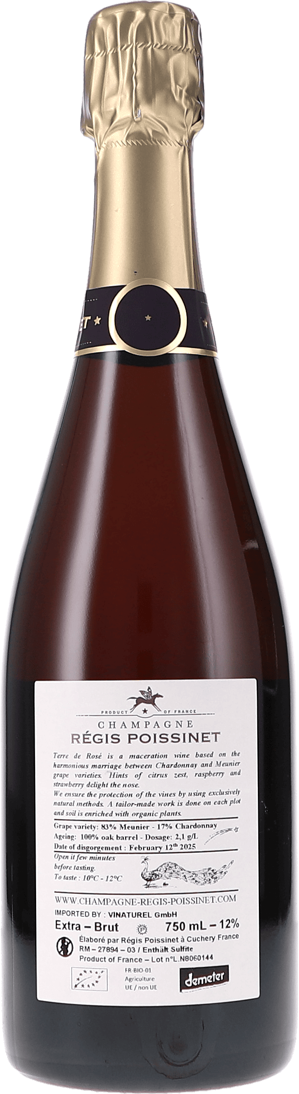 Régis Poissinet Terre de Rosé Extra Brut NV, 750ml Flasche, Foto 2