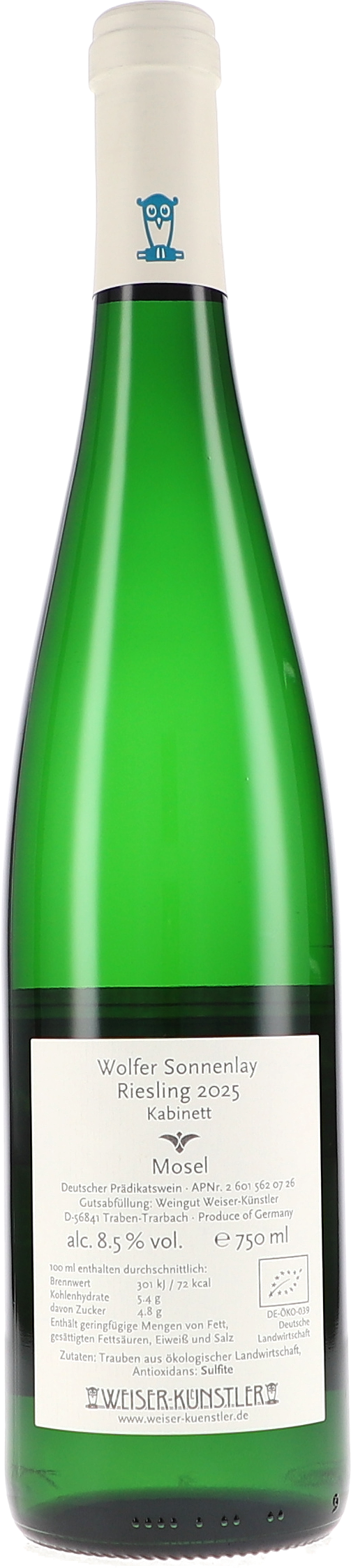 Weiser-Künstler Wolfer Sonnenlay Riesling Kabinett 2025, 750ml bottle, photo 2